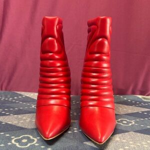 Glaze Red Quilted Ankle Boots